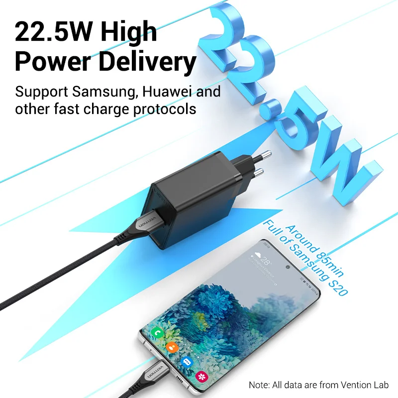Vention USB Quick Charge 3.0 QC 22.5W USB Charger for Huawei SCP Samsung Xiaomi Fast Wall Charging Portable Mobile Phone Charger