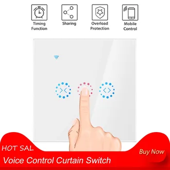 

Voice Control Curtain Switch Smart Wifi Remote Garage Doors Control Touch Switch Curtain Motor Blind Roller Shutter Timing