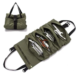 Rouleau d'outils, rouleau d'outils multi usages, outils de réparation, clé, tournevis, rouleau de pochette, outil suspendu, sac de rangement à fermeture éclair, étui résistant à l'usure 