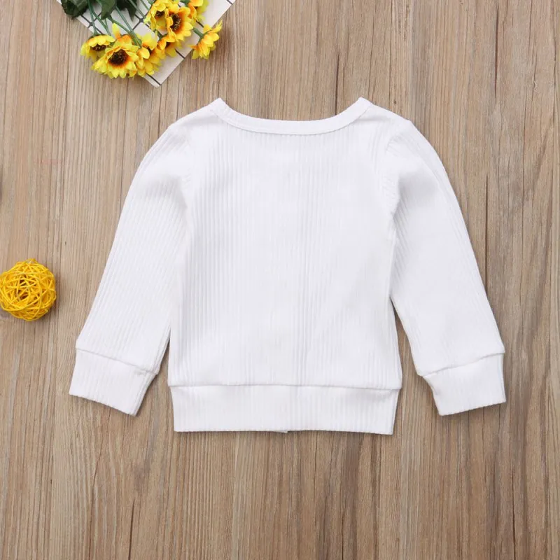 Autumn New Solid Toddler Kids Baby Boy Girl Cotton Cardigan Coat Long Sleeve Top Outwear For 0-2Y