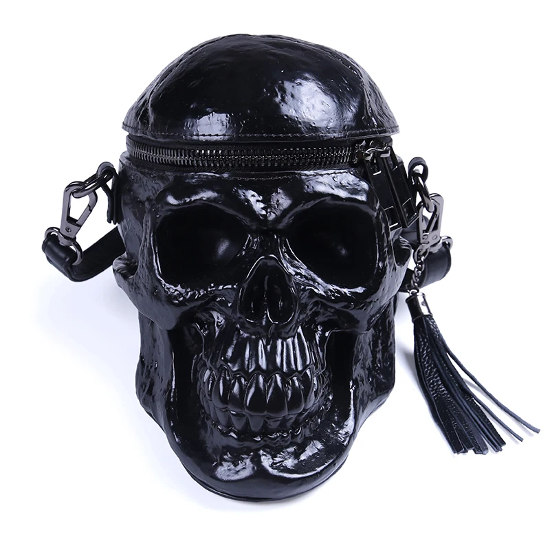 Black InstaHot Skulls сумка на плечо однотонная Готическая уличная ретро кожаная сумка женская шикарная Панк 3D черепа новая сумка - Цвет: Black