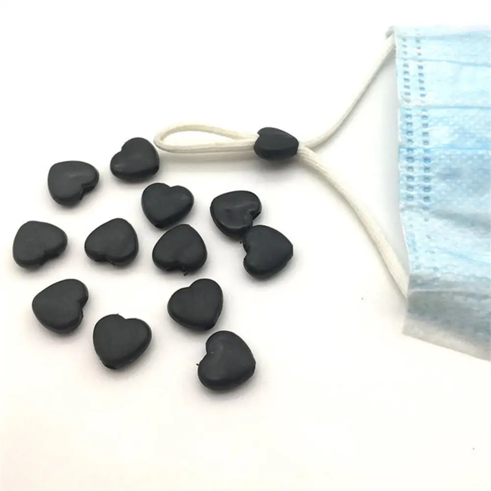 

50 Pcs Colorful Love Heart Shape Silicone Cord Locks Adjustable Mask Buckle Drawstrings Toggles Non Slip Stopper Lanyard Buckle