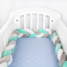 1Pcs 2 M/3 M/4 M תינוק בעבודת יד Nodic קשר יילוד מיטת פגוש ארוך מסוקס צמת כרית תינוק מיטת פגוש קשר עריסה תינוקות חדר דקור(China)