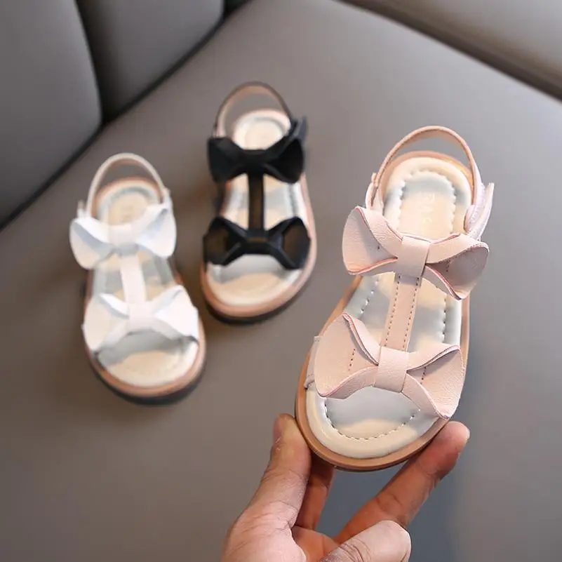 

Girl Children Leather Sandals New Sandals Kids Summer Girls Shoes Bow&Dot Child Sandals White&Black&Pink&Red Shoes Girls