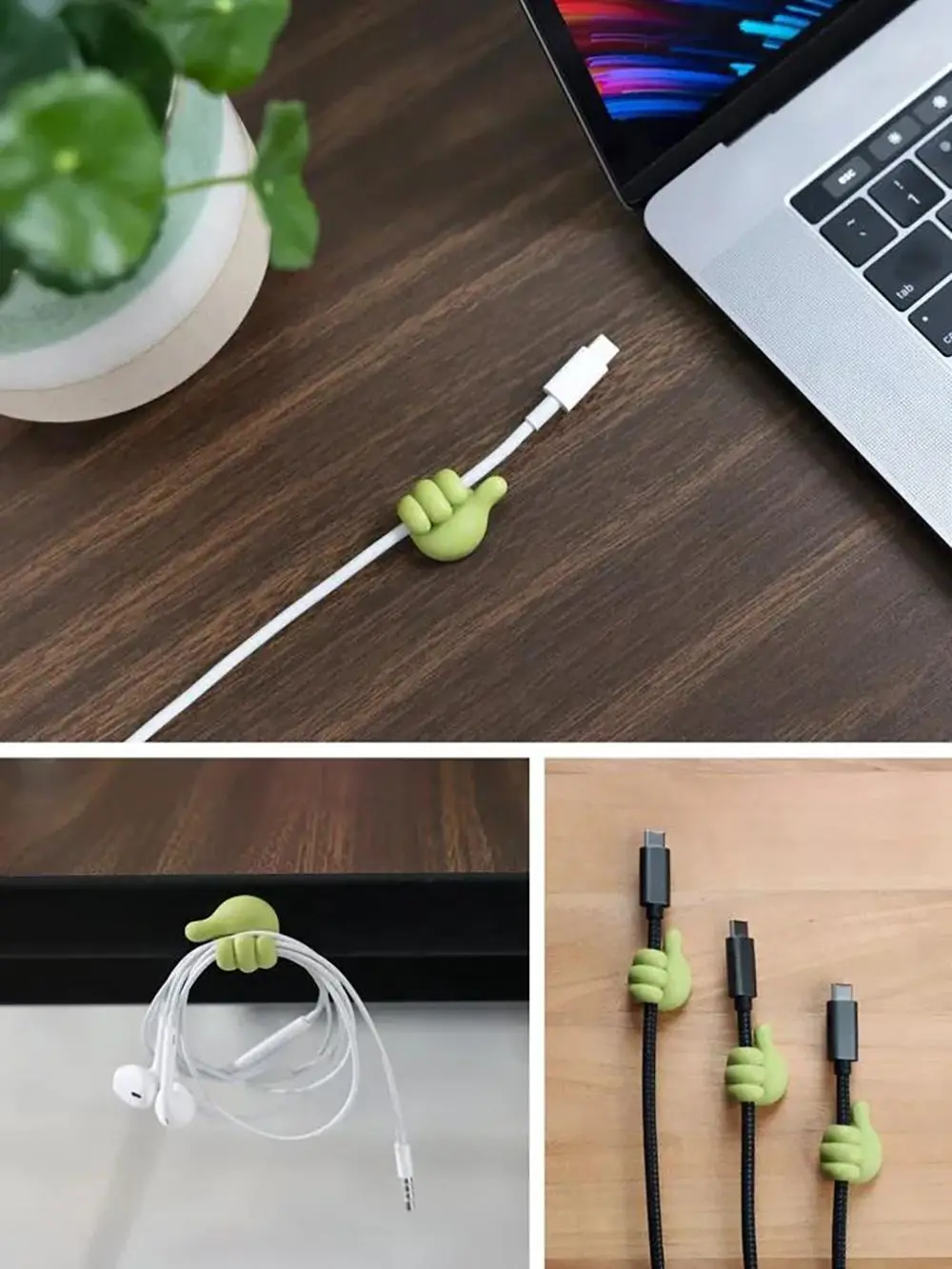 Handshaped Rubber Holder Glasses Cable Power Cord Charging Line Self