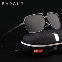 BARCUR, алюминиевые поляризованные мужские солнцезащитные очки, зеркальные солнцезащитные очки, квадратные очки, очки, аксессуары для мужчин или женщин