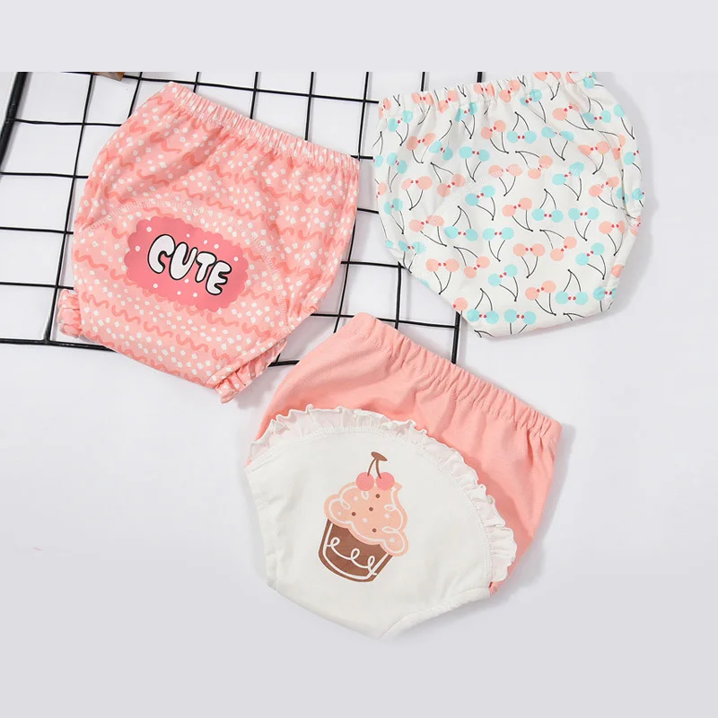 

Girls Underwear Cloth Diaper Toilet Panties Briefs 3pcs/lot Waterproof Cartoon Baby Potty Training Pants Reusable Boys
