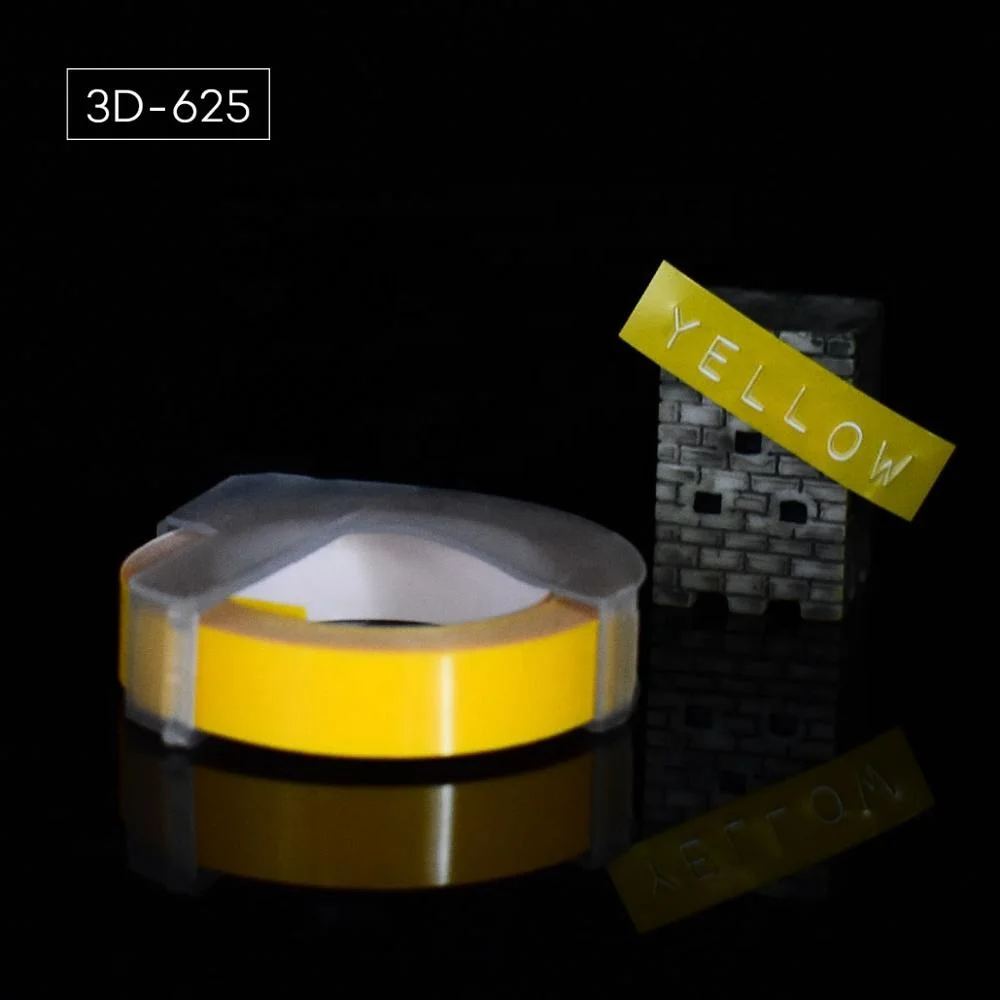1 рулон 6/9/12 мм 3D для тиснения, из ПВХ этикетки ленты совместимый с dymo 1610 1880 12965 ручной принтеры этикеток для Motex E101 этикетка производители - Цвет: yellow