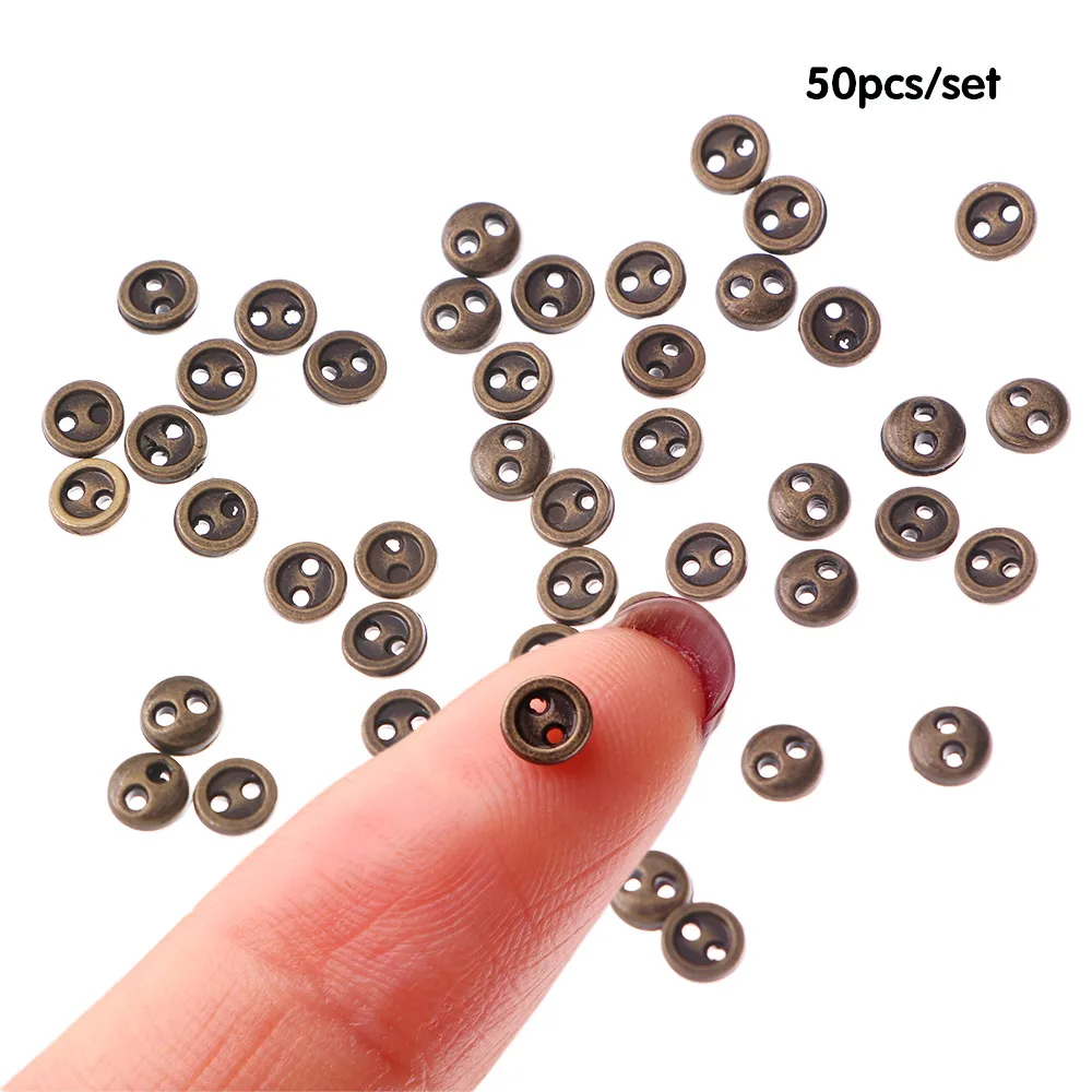 50pcs 3mm 4mm Mini Buttons Metal Round Buttons Doll Buttons for 1/12 1/6 DIY Sewing Doll Clothing Accessories 6