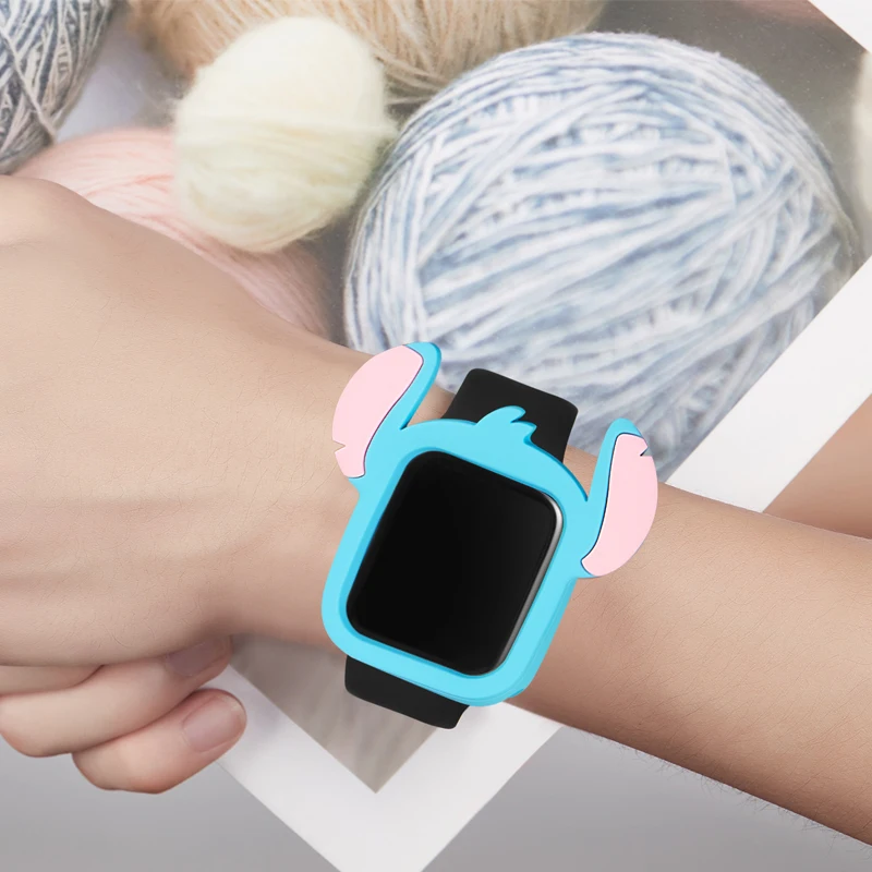 Cute cartoon soft silcone Bumper watch Case For apple watch 4 5 40mm 44mm Full Body Protective Frame Shockproof Cover For iwatch