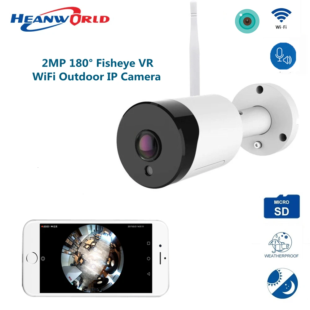 

2.0MP FishEye Wifi IP Camera Outdoor 1080P Wireless security Camera IR SD Slot CCTV surveillance Camera panoramic view XMeye