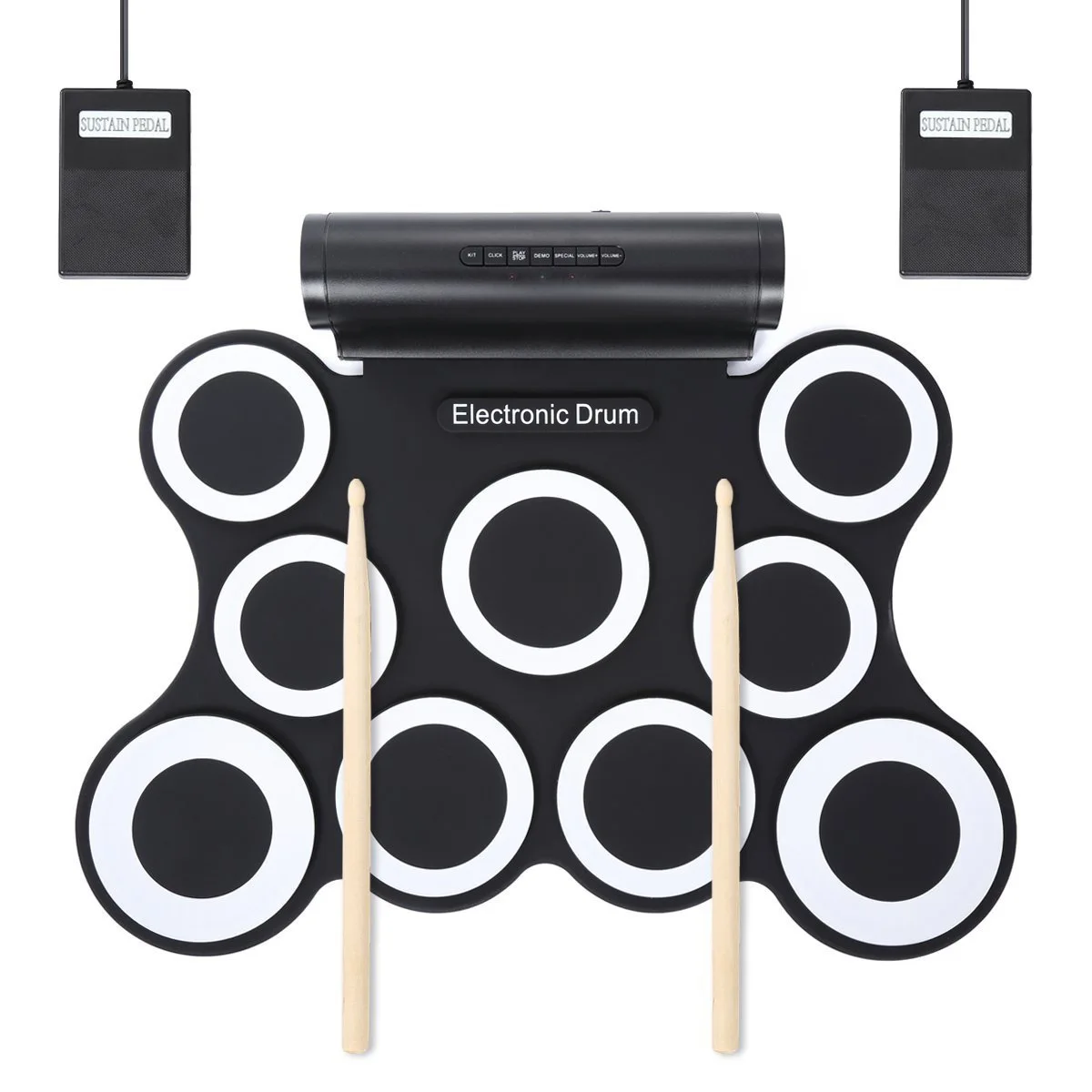 

2018-9 Drum Pad Convenient Hand Roll Electronic Drum Kit Jazz Drum Play Computer Game Percussion Instrument