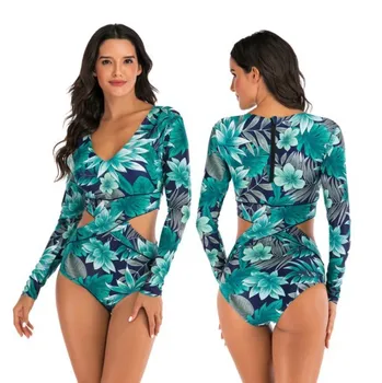 

Swimsuits For Women Vintage Swimsuit Big Size One Piece Womens Swim Wear Swimwear Long Sleeve Hot 2019 Letter Polyester Sierra