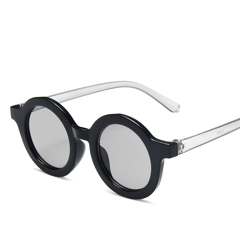 Модные детские солнцезащитные очки в круглой оправе, солнцезащитные очки для мальчиков и девочек, детские очки UV400 оттенков, Gafas De Sol - Цвет линз: BrightBlack