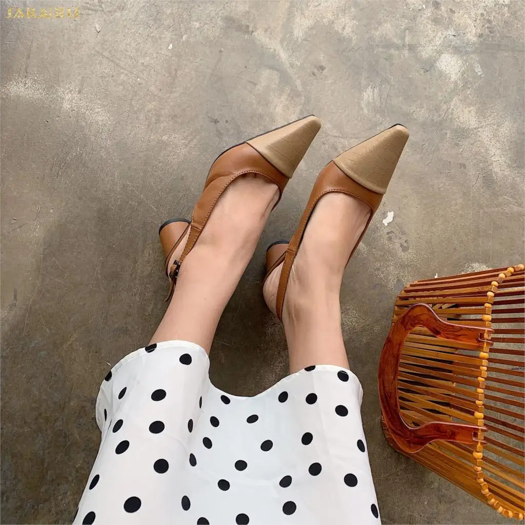 

Sarairis 2020 New Design Round Heels Summer Sandals Woman Shoes Wholesale Buckle Strap Shallow Elegant Shoes Women Sandals