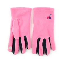 Корейские Winghouse детские перчатки милые вишневые перчатки с пятью пальцами для девочек осень-зима перчатки с сенсорным экраном