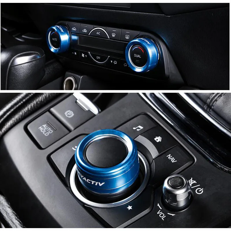 Aluminum AUX Media Control Air conditioner Cover Ring Trim For Mazda 3 AXELA MAZDA 6 ATENZA CX-3 CX-4 CX-5 CX-9 MX-5 car air conditioner trim strips