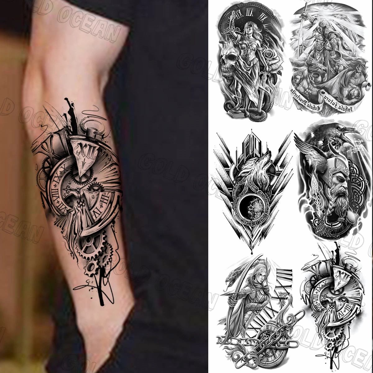3d Black Compass Temporary Tattoos For Men Adults Realistic Samurai Statue  Liberty Fake Tattoo Sticker Arm Thigh Tatoos Armband - Temporary Tattoos -  AliExpress