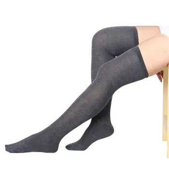 

1Pair Fashion Medias Knee High Socks Women Spring Autumn Long Cotton Socks Elastic Plain Girls Overknee Warm Stockings