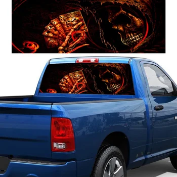 

Car Stickers Dark Poker Pattern Rear Window Decal Auto Vinyl Film Stickers Universal Car Pickup Accessories