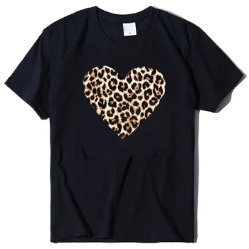

BORRUICE Summer Fashion Heart-shaped Print Casual Short Sleeve Round Neck Tee Tops For Women 100% Cotton Streetwear T-Shirt