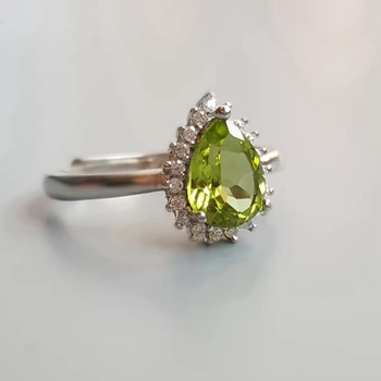 

Lii Ji Genuine Peridot Setting Zircon S925 Sterling Silver Adjustable Ring For Women Jewelry