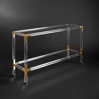 

80cm High Clear Console Table with Stainless Steel Adapting and Tempered Glass Top / Plastic Table Legs of Acrylic PMMA Polymers