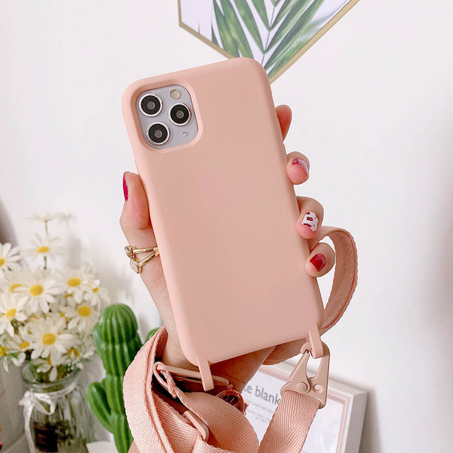 Color Crossbody Cord Strap Phone Case for iPhone 12 11 Pro Max XR XS Max X 7 8 Plus Lanyard Necklace Rope Skin Feel Cases
