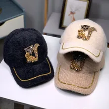 Стразы из кроличьей шерсти, маленькая Лисичка, женская шапка, Корейская Студенческая одноцветная Бейсболка для девочек, осенние и зимние теплые шапки