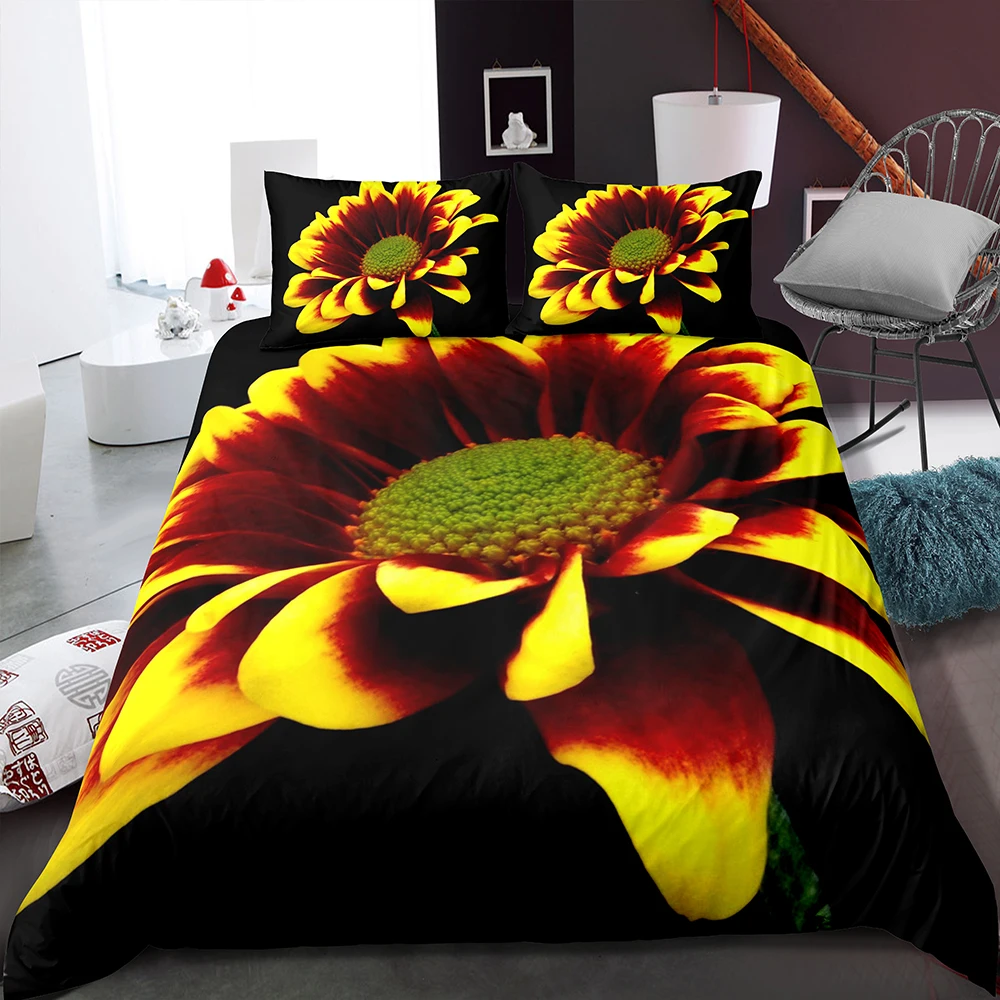 

Luxury Bedding Set Microfiber Home Duvet Cover Girls Room Chrysanthemum Comforter Shell Pillow Set Single Double Bed Cover Set