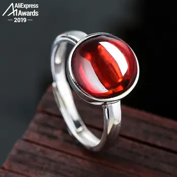 

10*10mm 6.18 Sale S925 Sterling Silver Australia Ruby Rings good taste Rings handicraft Gemstone Retro Chalcedony