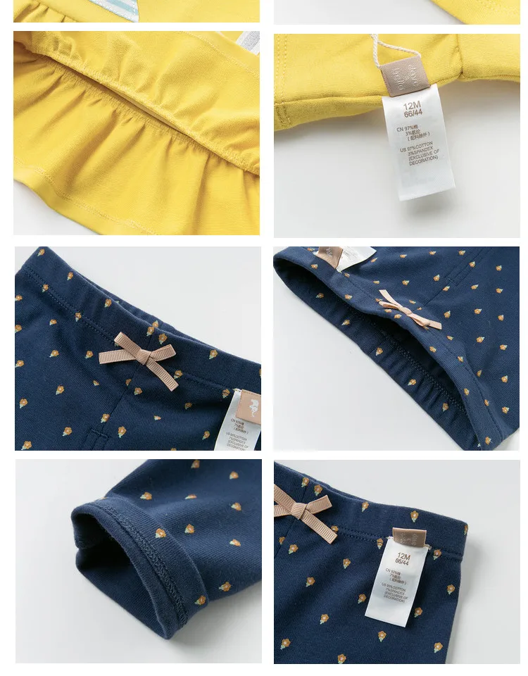 Moda dos Desenhos Conjuntos de Roupas Dave Bella Primavera Bebê Meninas Animados Ruched Arco Crianças Bonito Manga Longa Conjuntos 2 Pcs Terno Dbm12841 10 dos desenhos animados ruched arco conjuntos de