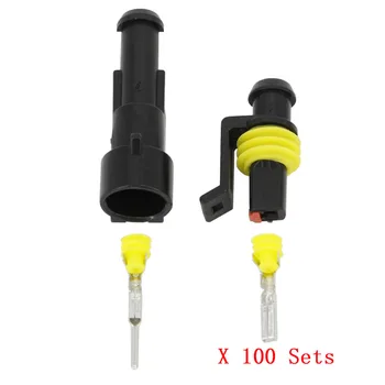 

100 Sets 1 Pin AMP 1.5 Connectors,DJ7011-1.5 Waterproof Electrical Wire Connector Plug, Xenon lamp connector Automobile