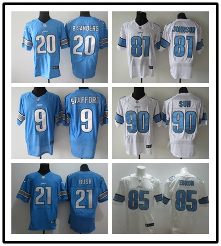 Stitiched, Detroit s, Barry Sanders, Eric Ebron, jonson, Matthew Stafford, Ndamukong Suh, Reggie Bush Jersey
