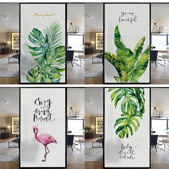 

Custom Size Glass Film Electrostatic Flamingo Plants Pattern Home Decals Vinyl Reusable Removable Frosted Tint-FIlm 40cmx100cm