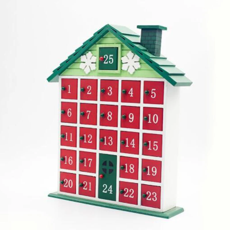 Промо-акция! Рождественский деревянный календарь обратного отсчета, расписанный рождественский дом, календарь, конфета, подарок для