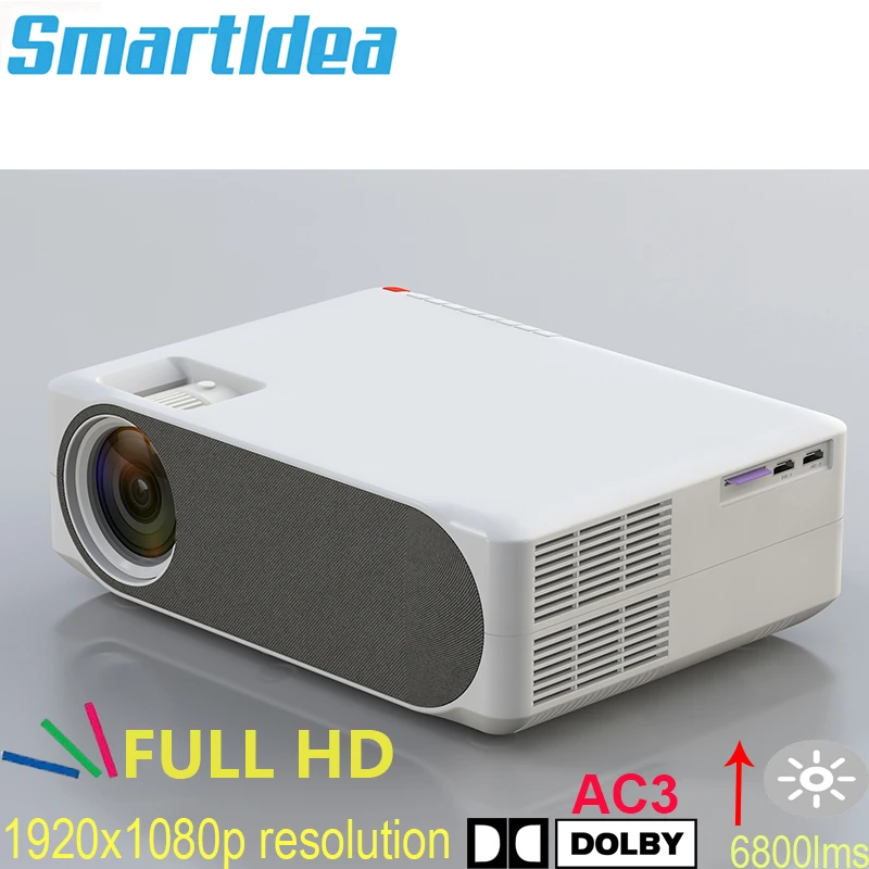 Smartldea Full HD Projector M19, native 1920*1080p resolution,6800lms 3D AC3 LED home cinema Beamer Digital Video Game Proyector best 4k projector