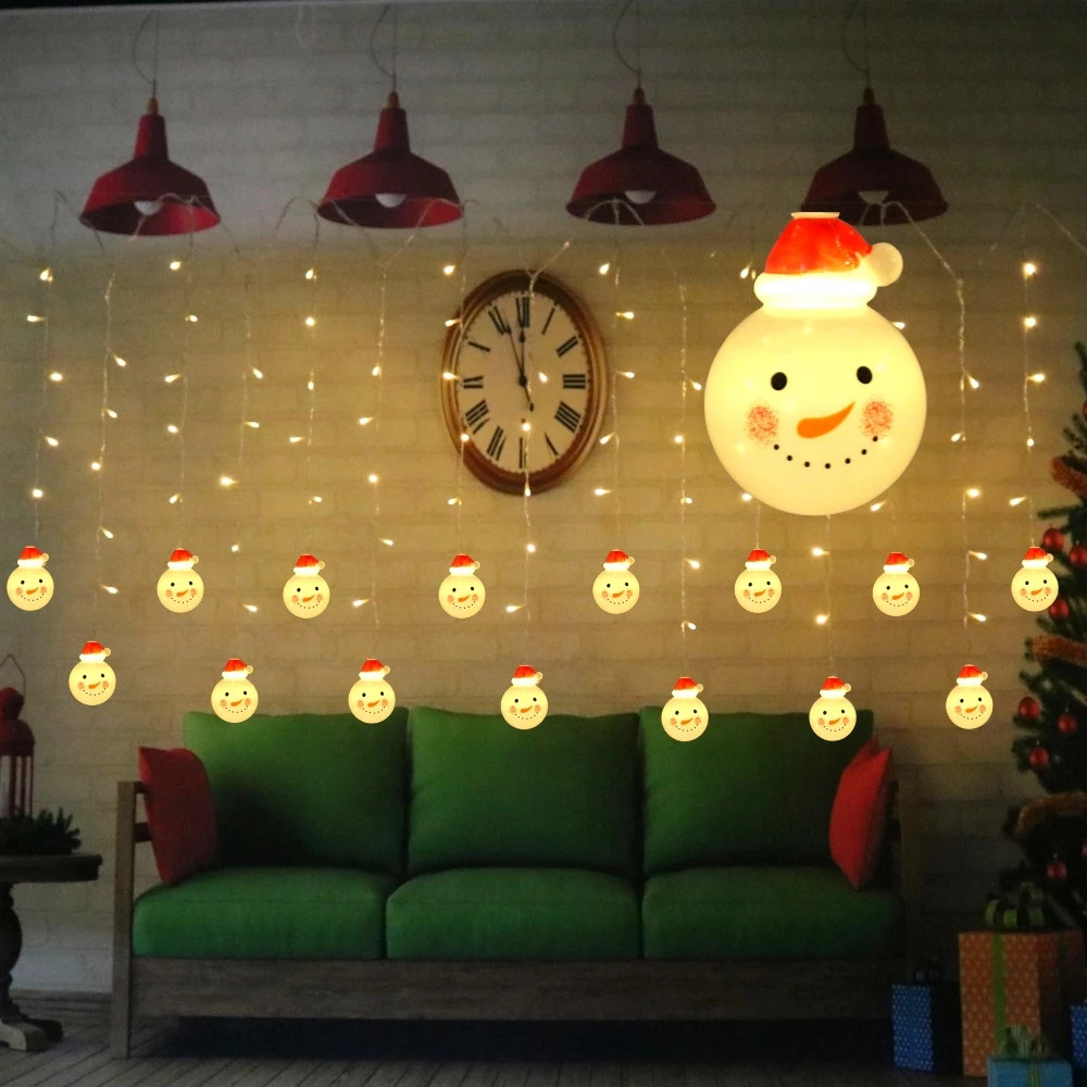 

3.5M Plug In Fairy Garland LED Snowman String Christmas Lights Curtain Light Christmas Decorations For Home Indoor Outdoor