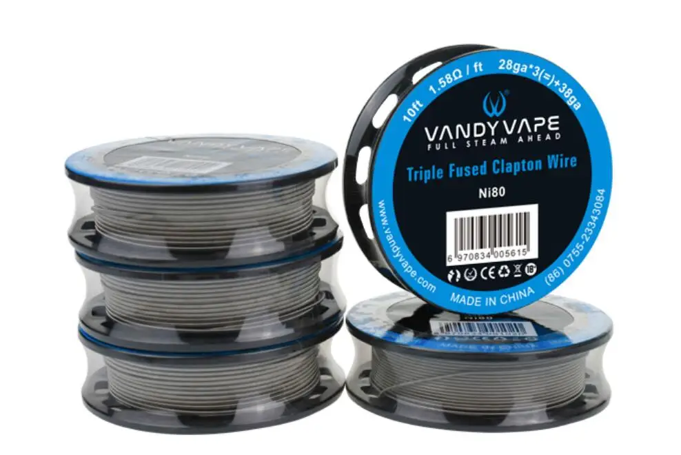 VANDY VAPE NI80 тройной плавленый Clapton провод 27GAx 3+ 38ga 10ft/28GAx 2+ 38ga NI80 10ft электронная сигарета Атомайзер