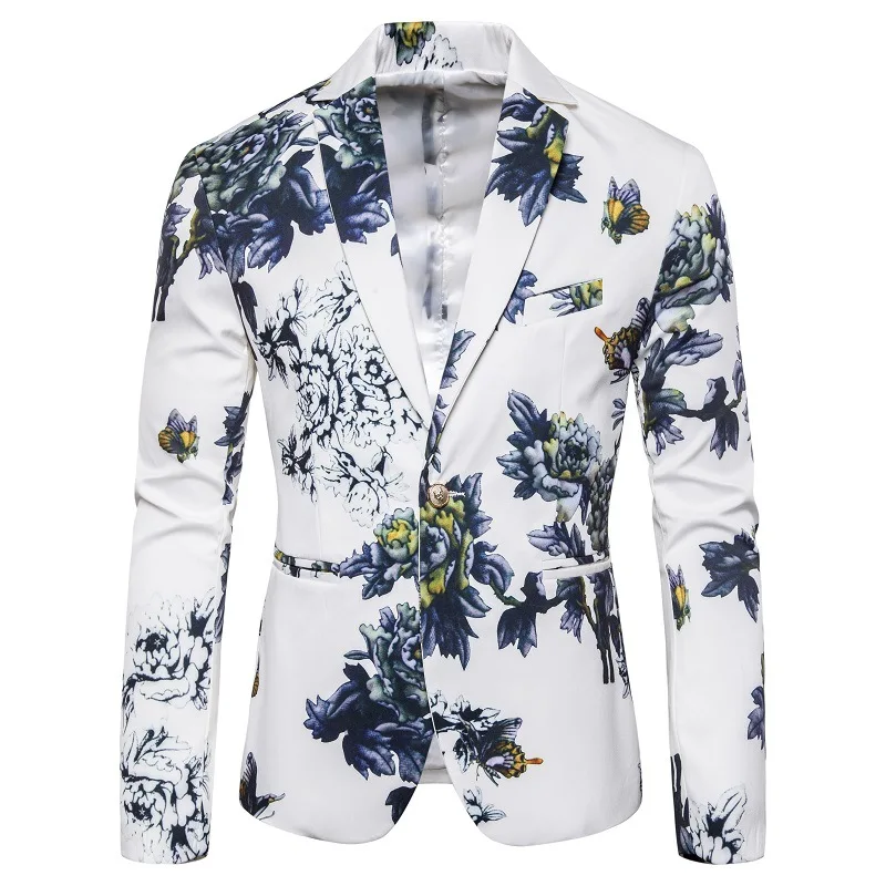 2019 Season Gentleman Business Slim Fit Printed Shirt Suit Korean-style Casual Fashion Handsome Youth Coat