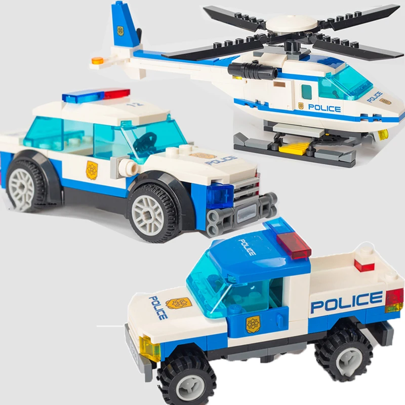 Городской полицейский ряд строительные блоки вертолетные фигурки собранные