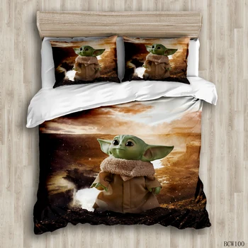 

DIY Star Wars Baby Yoda Bedding Set 3D Home Textile twin queen king kids bedding set full size sets duvet cover bedroom pillow