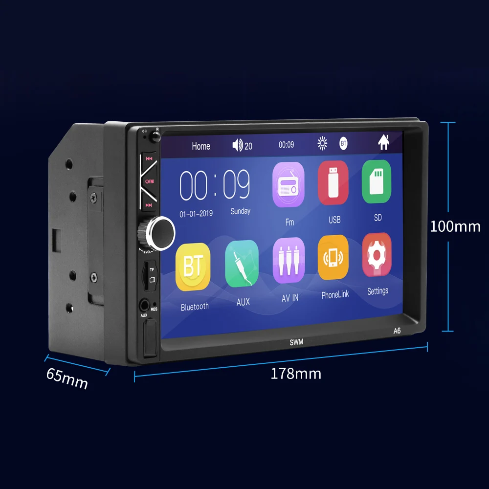 2 DIN 7 дюймов HD сенсорный экран Bluetooth Стерео FM радио MP5 Аудио плеер USB AUX Mirrorlink рулевое колесо управление для автомобиля