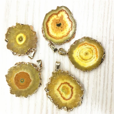 Натуральные бразильские гальванические обрезные кусочки открытые Агаты Geode Drusy Druzys подвески для ожерелья женские ювелирные изделия - Окраска металла: orange