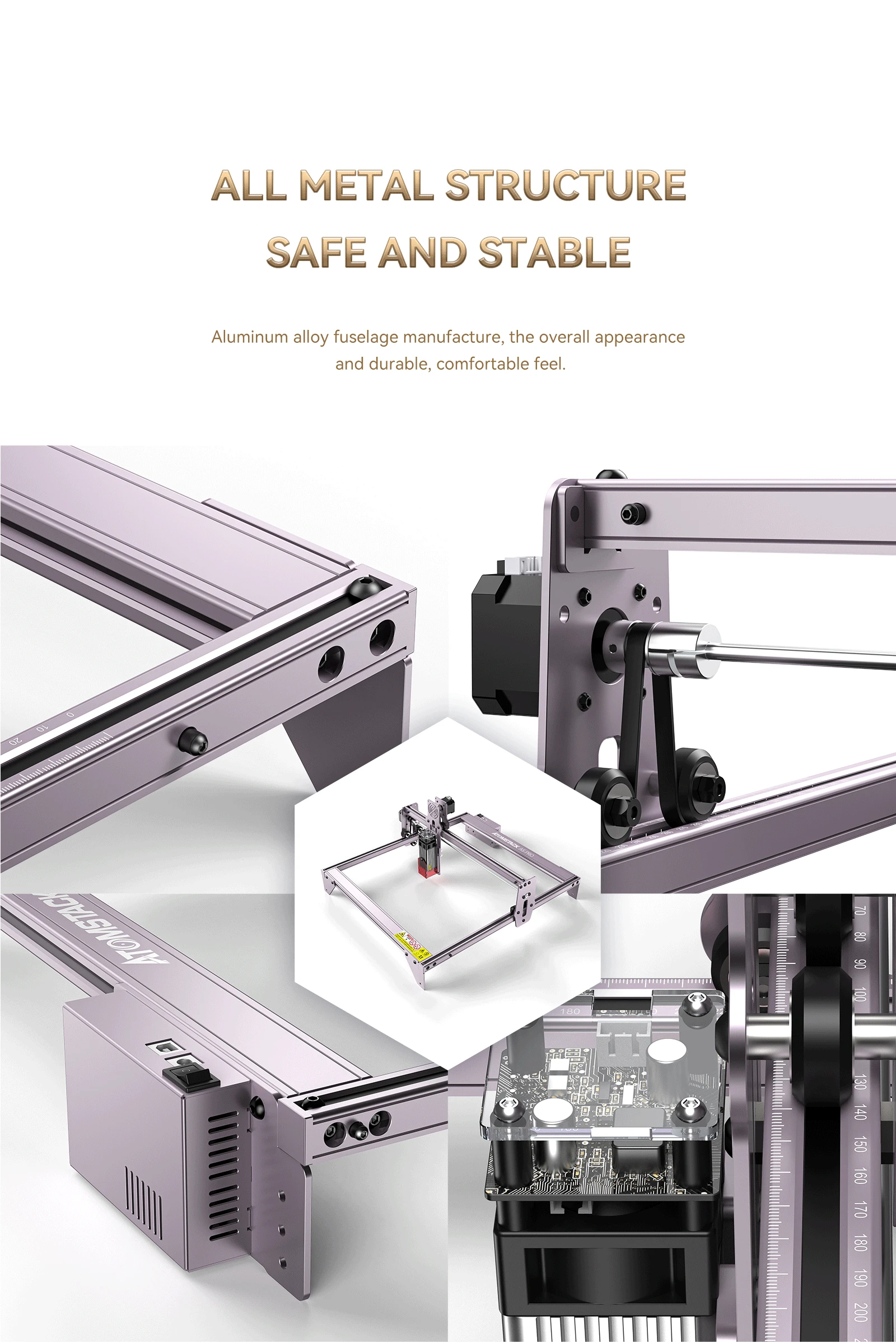 ATOMSTACK A5 Pro 40W Laser Engraver Cutter Compressed Spot Metal Engraving 12mm Wood Cutting 100W CO₂ Laser Effect DIY Logo Mark 3d printers