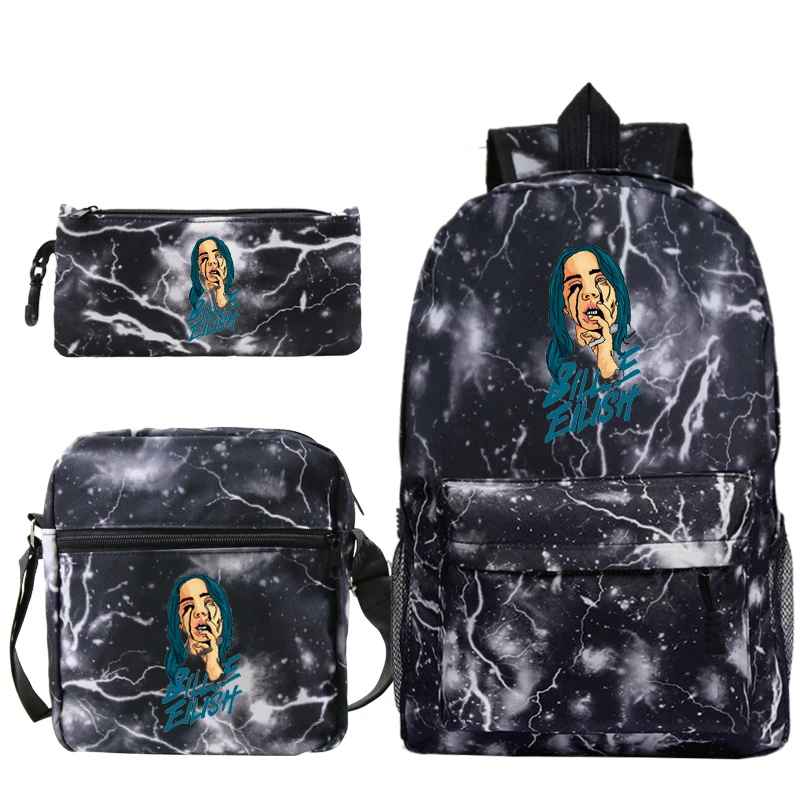 4 Sac A Dos Billie Eilish рюкзак в стиле «хип-хоп» распылитель ранцевого типа для с принтом сумка в стиле кэжуал 3 шт./компл. рюкзак Kpop школьные рюкзаки для девочек-подростков - Цвет: 4