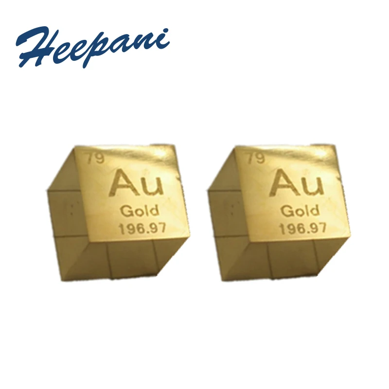Золотой металлический куб 999 Чистая зеркальная полировка 10 мм Плотность слиток Au Таблица с регулярными элементами/гранулы для исследований