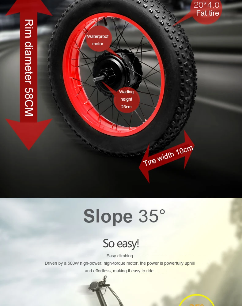 Daibot Electric Scooter Adults Two Wheels Electric Bicycle 20 Inch Big Tire 500W Electric E Bike Scooter With Double Brake  (12)