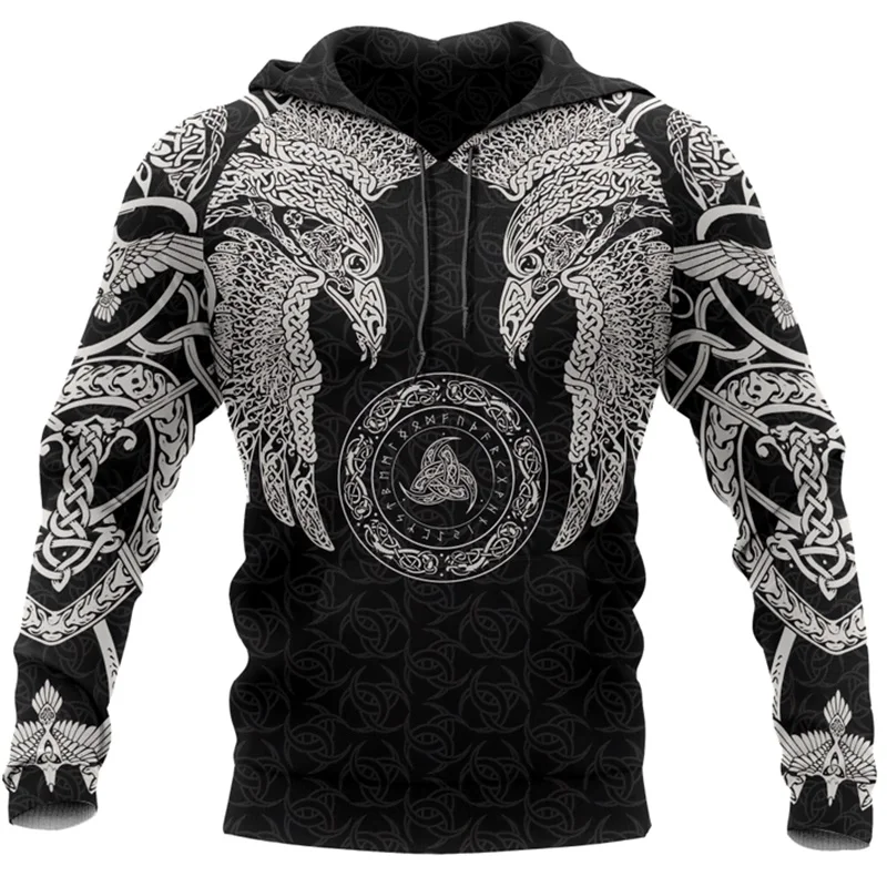 

Liumaohua Viking Munin crow - odin Tattoo 3D Printed Men hoodies Harajuku Fashion Hooded Sweatshirt Autumn Unisex hoodie 3699