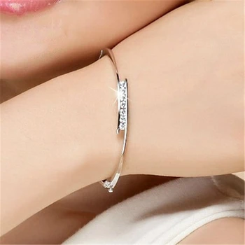 

Silver S925 Bangle 1.5 carat Diamond Female Opening Clasp Bizuteria pulseras ley silver 925 Sterling mujer for Women Bangle